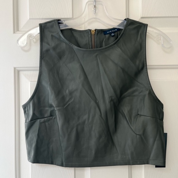 NWT Kirious Faux Leather Cropped Tank Top M - Picture 2 of 13